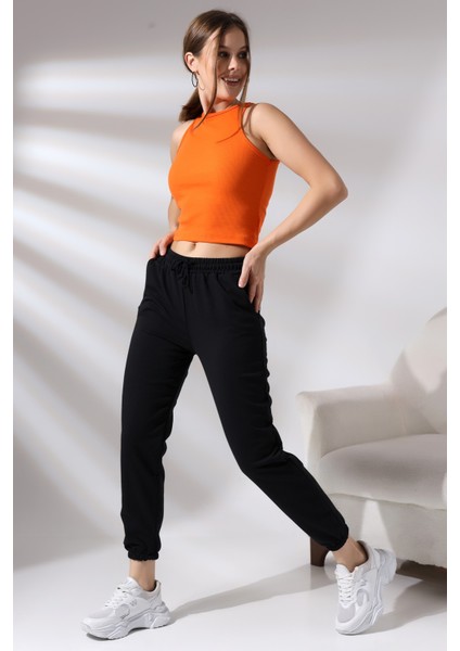 Paçası Lastikli Cepli Eşofman 21473 Siyah