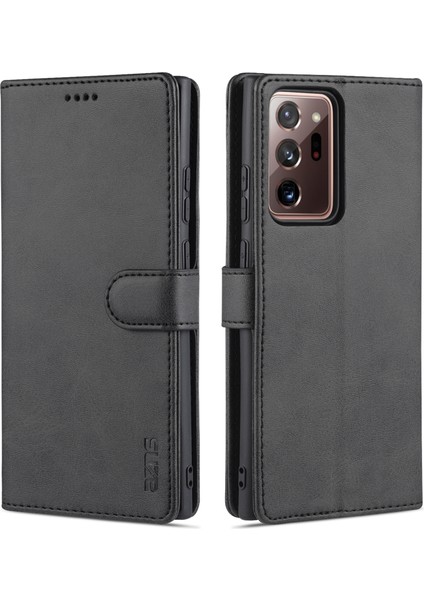 Deri Cüzdan Folio Flip Kart Yuvaları Samsung Galaxy NOTE20 ULTRA/NOTE20 Ultra 5g-Black Için Tam Vücut Koruma Telefon Kabuğu (Yurt Dışından)