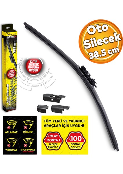 Vette Plus Multifit Araba Araç Otomobil Oto Ön Cam Arka Cam Silecek Muz Sileceği 385 mm 38.5 cm