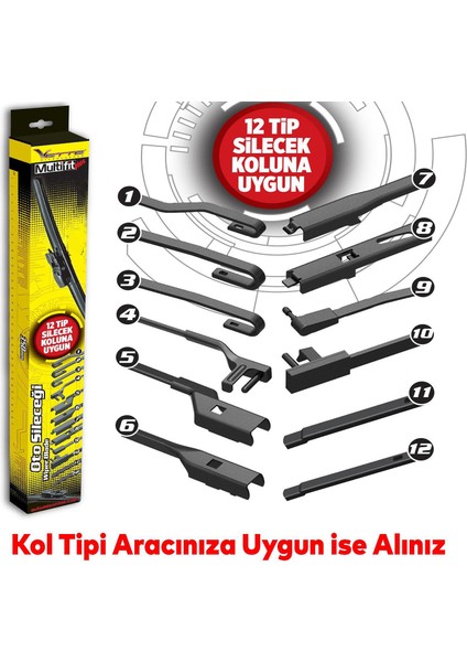 Vette Plus Multifit Araba Araç Otomobil Oto Ön Cam Arka Cam Silecek Muz Sileceği 385 mm 38.5 cm