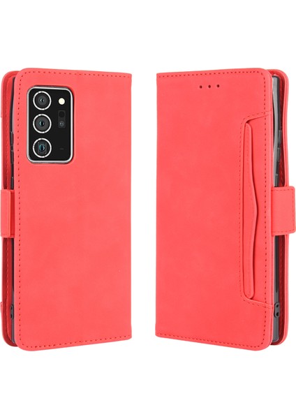 Samsung Galaxy NOTE20 Ultra/20 Ultra 5g-Red Için Çoklu Kart Yuvası Cüzdan Kabuk Deri Cep Telefonu Kılıfı (Yurt Dışından)
