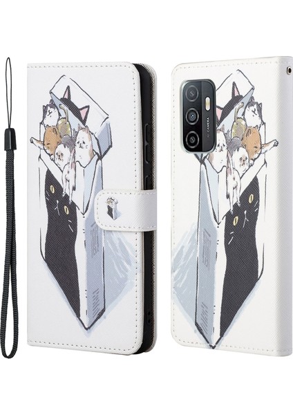 3D Yaratıcı Desen Baskı Flip Cüzdan Kılıfı Çapraz Doku Pu Deri Manyetik Kapalı Katlama Stand Kapağı Samsung Galaxy A53 5g-Cats Için Kayış (Yurt Dışından)