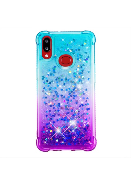 Samsung Galaxy A10S-SKY Mavi/mor Için Gradyan Glitter Quicksand ve Tpu Telefon Kabuğu (Yurt Dışından)