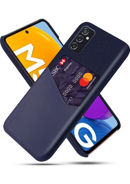 Samsung Galaxy M52 5g-Blue Için Pu Deri+Pc Hibrit Kılıf Kılıf Doku Telefon Kapağı (Yurt Dışından)