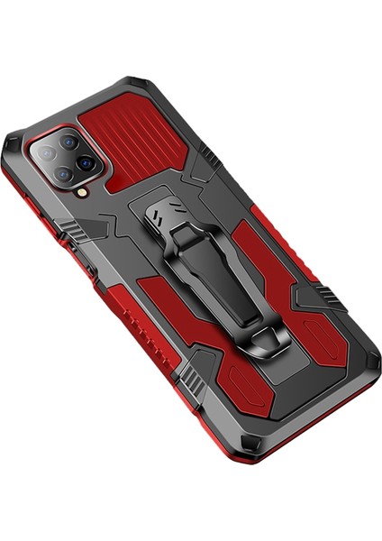 Samsung Galaxy A12-RED Için Kickstand ve Arka Klipli Hibrid Protector Cep Telefon Kapağı Kılıfı (Yurt Dışından)