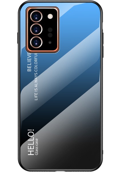 Samsung Galaxy NOTE20 ULTRA/NOTE20 Ultra 5g- Mavi/siyah Için Gradyan Renk Temsilli Cam+Pc+Tpu Şık Kapak (Yurt Dışından)