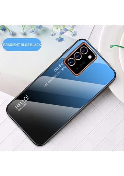 Samsung Galaxy NOTE20 ULTRA/NOTE20 Ultra 5g- Mavi/siyah Için Gradyan Renk Temsilli Cam+Pc+Tpu Şık Kapak (Yurt Dışından)