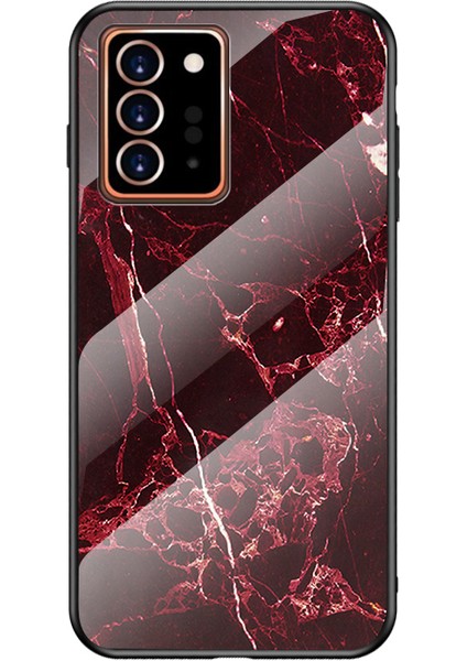 Samsung Galaxy NOTE20 ULTRA/NOTE20 Ultra 5g-Red Için Mermer Doku Temperli Cam+Pc+Tpu Hibrit Kılıf (Yurt Dışından)