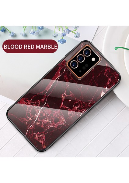 Samsung Galaxy NOTE20 ULTRA/NOTE20 Ultra 5g-Red Için Mermer Doku Temperli Cam+Pc+Tpu Hibrit Kılıf (Yurt Dışından)