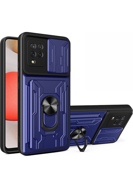 Samsung Galaxy A42 5g-Sapfire Için Araba Montajı ile Kart Tutucu Pc+Tpu Darbe Dayanıklı Slayt Lens Koruma Kılıfı (Yurt Dışından)