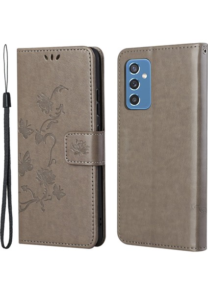 Kelebek Çiçeği Dragriting Anti-Clatch Anti-Drop Deri Telefon Cüzdan Stand Kapağı Samsung Galaxy M52 5g-Gre (Yurt Dışından)
