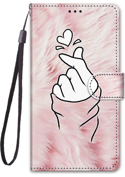 Desen Baskı Telefon Kılıfı Pu Deri+Tpu Telefon Kapağı Samsung Galaxy S22 Ultra 5G-B12 Kalp Için Stand Cüzdanı ve Bilek Kayışı (Yurt Dışından) fiyatları