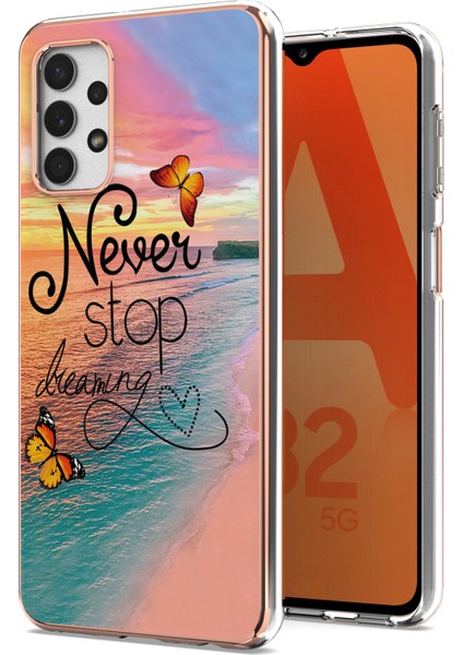 Samsung Galaxy A13 Için 4g Elektrokaplatma Mermer Telefon Kılıfı Yumuşak Tpu Şok Emici Imd Kapak Yok Durdurmunu Durdur (Yurt Dışından)