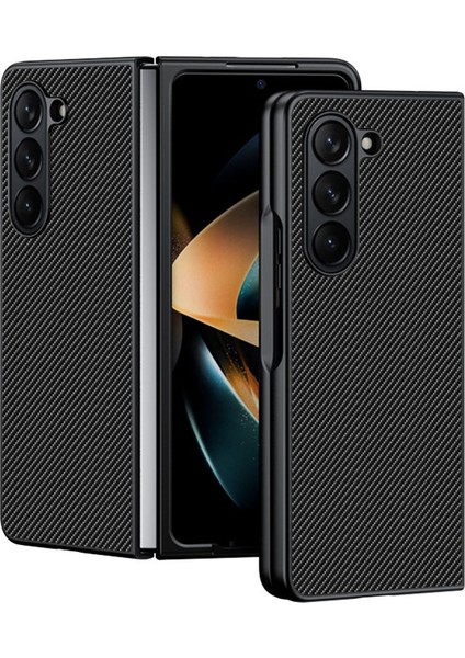 Samsung Galaxy Z Fold5 5g Ince Fit Pu Deri+Pc Kılıf Karbon Fiber Doku Telefon Kapak Karbon Siyah (Yurt Dışından)