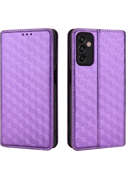Samsung Galaxy M13 Için 4g Baskı Rhombus Desen Pu Deri Kapak Manyetik Otomatik Azal Tahmin Edilmiş Telefon Stand Cüzdan Kılıf-Moral (Yurt Dışından)