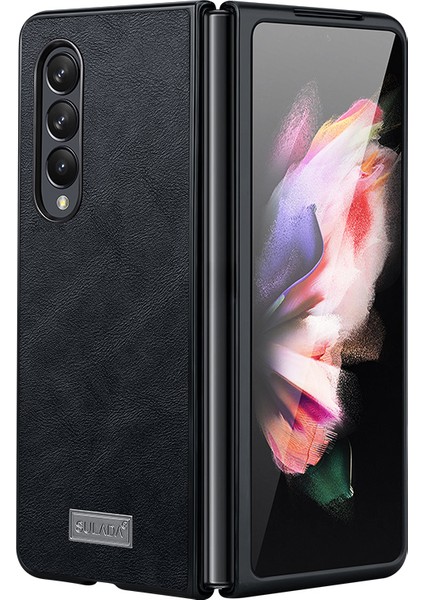 Çılgın At Dokusu Çok Yönlü Koruma Pu Deri Kaplama Samsung W22 5g/galaxy Z Fold3 5g-Black Için (Yurt Dışından)
