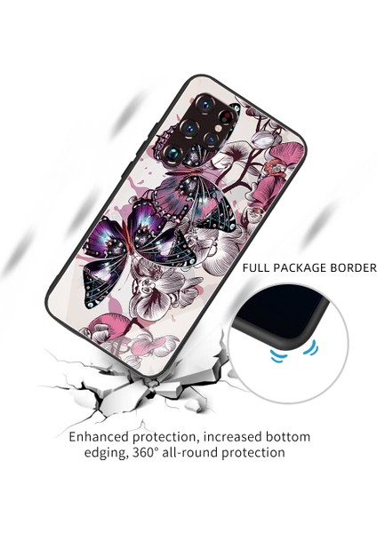 Desen Baskı Düzgün Hissettiren Çizik Anti-Çizik Cam+Tpu Telefon Kabuğu Kapağı Samsung Galaxy S22 Ultra 5g-Cartoon Kelebekleri (Yurt Dışından) fiyatları