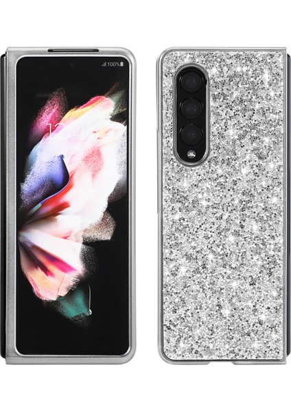 Glitter Pulins Tpu Çerçevesi+Pc Arka Kapak Elektrokaplama Koruyucu Telefon Kılıfı Samsung Galaxy Z Fold3 5g-Silver (Yurt Dışından)