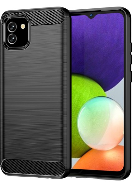 1.8mm Fırçalanmış Yüzey Tpu Kasası Ultra Şok Emme Emniyetli Hava Yastığı Karbon Fiber Doku Samsung Galaxy A03 (166.5 x 75.98 x 9.14MM) (Ab Versiyonu) -Black Için (Yurt Dışından)