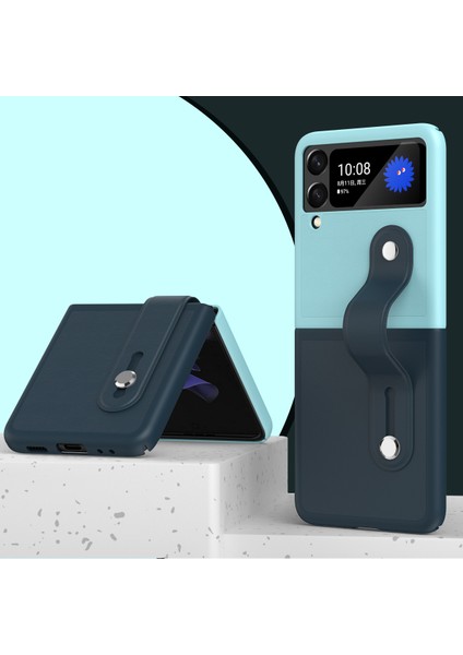 Samsung Galaxy Z Flip3 Için 5g Kontrastlı Renk Tasarımı Kickstand-Green/cian ile Katlanır Telefon Kılıfı (Yurt Dışından)