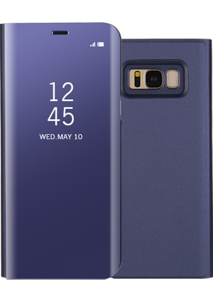 Samsung Galaxy S8 Plus G955 Kaplamalı Ayna Yüzeyi Görünüm Deri Stand Mobil Kılıf Akıllı Cep Telefonu Aksesuar-Doğum (Yurt Dışından)