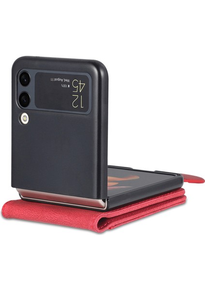 Samsung Galaxy Z Flip4 Için 5g Pu Deri Deri Çevirme Kılıf Kart Yuvaları Manyetik Kapak-Kırmızı (Yurt Dışından)