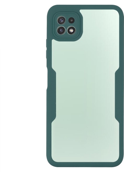 Pet Screen Koruyucusu+Akrilik Arka Panel+Tpu Çerçeve Telefon Kılıfı Samsung Galaxy A22 5g (Ab Versiyonu) Için Tam Koruma Kabuğu -Midnight Green (Yurt Dışından)