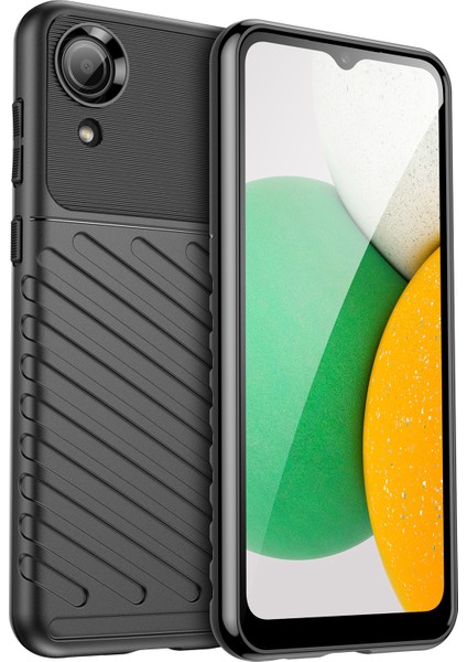 Thunder Serisi Twill Doku Kalınlaştırılmış Tpu Kapak Samsung Galaxy A03 Çekirdek Black Için Koruyucu Telefon Kılıfı (Yurt Dışından)