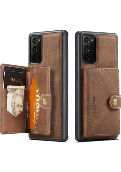 Samsung Galaxy NOTE20 4G/NOTE20 Için 5g Çıkarılabilir Deri Kaplamalı Tpu Kasa Kickstand Cüzdan Telefon Koruyucu Kapak Kahverengi (Yurt Dışından)