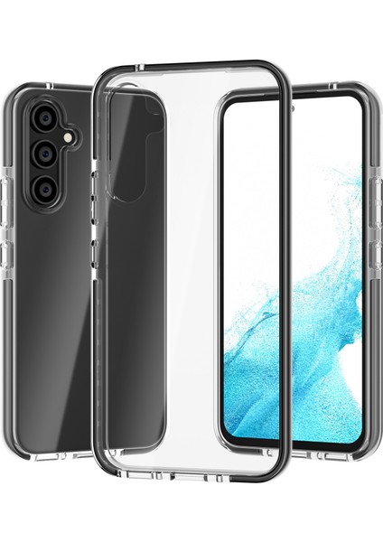 Samsung Galaxy A34 Için 5g Bi-Renkli Arka Kapak Combo Yumuşak Tpu+Tpe Çerçeve Damla Geçirmez Koruyucu Telefon Kasası-Şeffaf Siyah (Yurt Dışından)