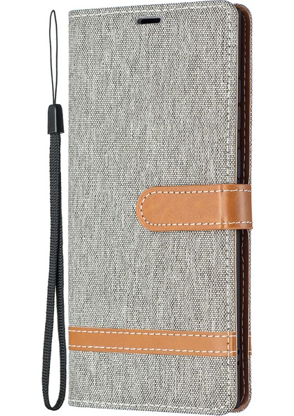Samsung Galaxy S22 Ultra 5g Moda Renk Ekleme Kot Ceza Manyetik Toka Anti-Drop Stand Pu Deri Cüzdan Deri Telefon Kılıf Grey (Yurt Dışından) fiyatları