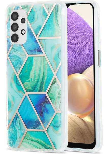 Samsung Galaxy A23 Için 4g/5g (Global Versiyon) Imd Kıvrık Yumuşak Tpu Kılıfı Çift Taraflı Elektrapan Birleştirme Mermer Desen Koruyucu Kabuk Yeşili (Yurt Dışından)