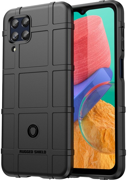 Samsung Galaxy M33 5g (Global Versiyon)/(Hindistan Sürümü) Sağlam Kare Izgara Telefon Çantası Anti-Damla Kalınlaşmış Tpu Koruyucu Kapak-Siyah (Yurt Dışından)
