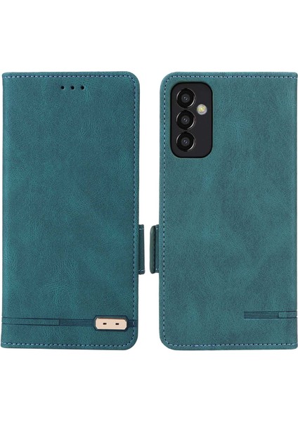 Samsung Galaxy M13 Için 4g Donanım Dekoru Telefon Kılıfı Pu Deri Cüzdan Folio Flip Stand Koruyucu Kapak Mavisi (Yurt Dışından)