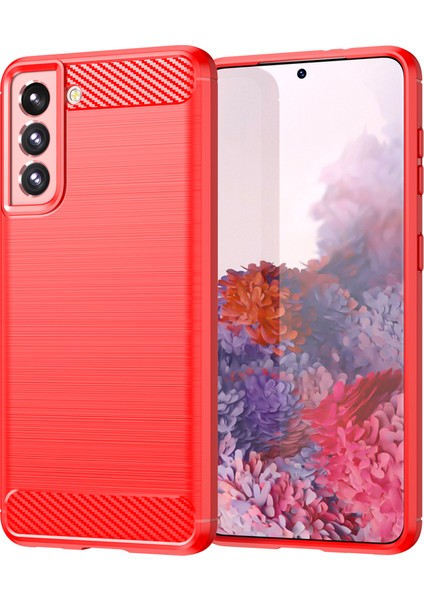 1.8mm Isı Dağılımı Tpu Kasası Samsung Galaxy S21 4g/5g-Kırmızı Için Fırçalanmış Yüzeye Sahip Füze Karşıtı Karbon Fiber Doku Telefon Kapağı (Yurt Dışından)