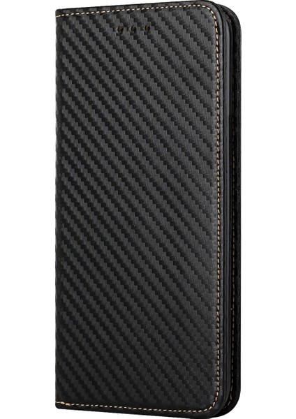Karbon Fiber Dokusu Otomatik Emici Deri Telefon Standı Samsung Galaxy A31 4g-Black Için El Kayışı ile Cüzdan Kapağı (Yurt Dışından)