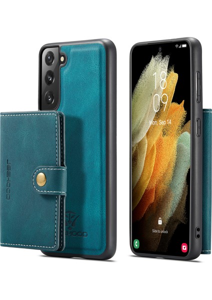 Manyetik Cüzdan Çıkarılabilir 2'si 1 Arada Telefon Kılıfı Şok Geçirmez Deri Kaplamalı Samsung Galaxy S21 Fe 5g-Blue Için (Yurt Dışından)