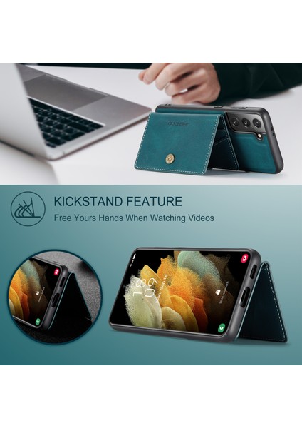 Manyetik Cüzdan Çıkarılabilir 2'si 1 Arada Telefon Kılıfı Şok Geçirmez Deri Kaplamalı Samsung Galaxy S21 Fe 5g-Blue Için (Yurt Dışından)