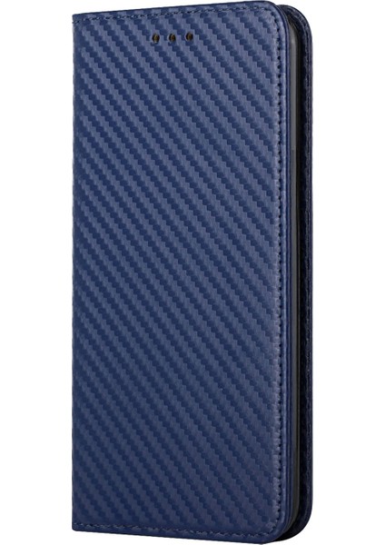 Karbon Fiber Dokusu Otomatik Emici Deri Telefon Standı Samsung Galaxy A31 4g-Mavi Için El Kayışı ile Cüzdan Kapağı (Yurt Dışından)