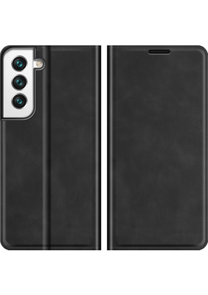 Anti-Fall Stand Tasarım Silky-Touch Süper Mıknatıs Kapanması Folio Flip Deri Kapak Samsung Galaxy S22+5G-BLACK Için Cüzdan ile Koruyucu Kılıf (Yurt Dışından)