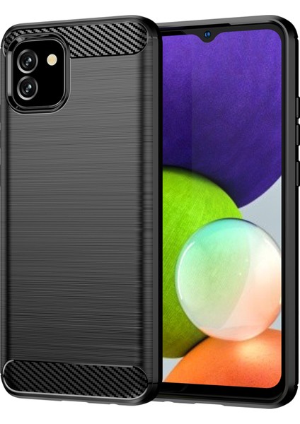 1.8mm Fırçalanmış Yüzey Tpu Kılıf Karbon Fiber Doku Damla Koruma Samsung Galaxy A03 (164.2 x 75.9 x 9.1mm Için Koruyucu Kapak -Black (Yurt Dışından)