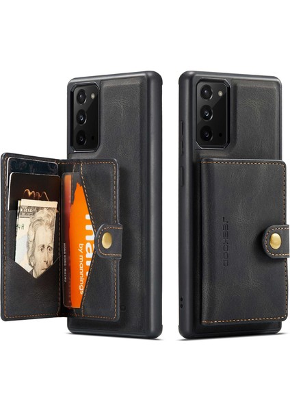 Samsung Galaxy NOTE20 4G/NOTE20 5g Çıkarılabilir Deri Kaplamalı Tpu Kasa Kickstand Cüzdan Telefon Koruyucu Kapak Black (Yurt Dışından)