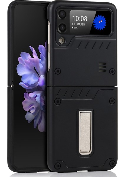 Mat Finish Hard Pc Samsung Galaxy Z Flip3 Için Kickstand ile Telefon Vaka Koruyucu (Yurt Dışından)
