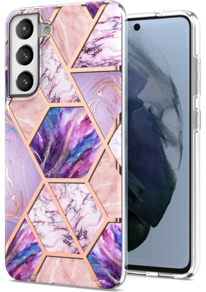 Anti-Çizelge 2.0mm Mermer Desen Imd Samsung Galaxy S21 Fe 5g-I-Light Mor Için Yumuşak Tpu Telefon Kapağı (Yurt Dışından)