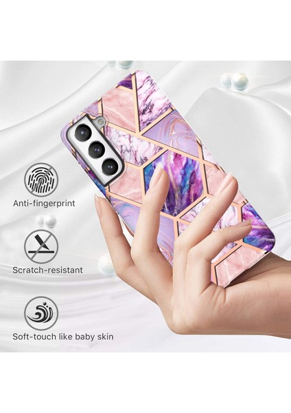 Anti-Çizelge 2.0mm Mermer Desen Imd Samsung Galaxy S21 Fe 5g-I-Light Mor Için Yumuşak Tpu Telefon Kapağı (Yurt Dışından)