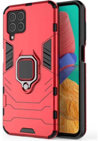 Samsung Galaxy M33 5g (Hindistan Versiyonu) Yüzük Tutucu Kickstand Koruyucu Kasa Yumuşak Tpu+Sert Pc Hibrid Telefon Kapak-Kırmızı (Yurt Dışından)