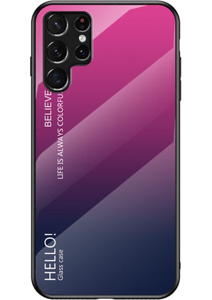 Temperli Cam Pc Arka Panel+Tpu Çerçeve Hibrit Kılıf Samsung Galaxy S22 Ultra 5g-Striping Gül Için (Yurt Dışından)