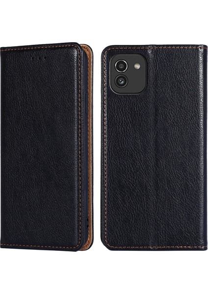 Samsung Galaxy A03 (164.2 x 75.9 x 9.1mm) Için Manyetik Otomatik Emici Deri Kasa Standı Cüzdan Folio Flip Telefon Kapağı (Yurt Dışından)