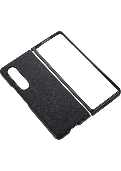Samsung Galaxy Z Fold3 Için 5g Dokulu Işık Ince Anti-Çizelge Pu Deri Kaplamalı Pc Telefon Kılıfı Kapak Black (Yurt Dışından)