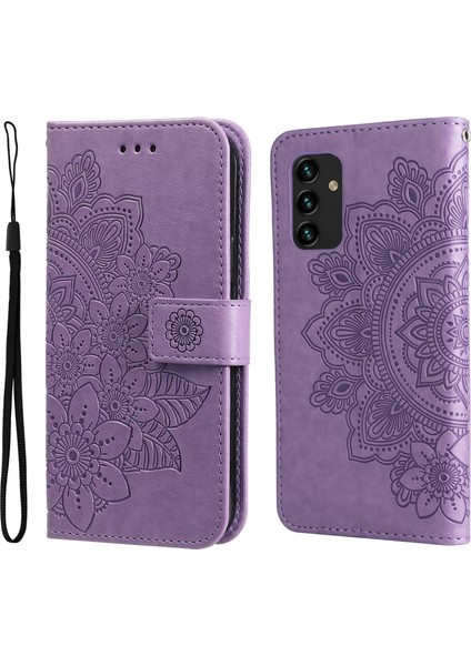Cüzdan Stand Telefon Kapağı Mandala Çiçek Samsung Galaxy A13 4g-Purple Için (Yurt Dışından)